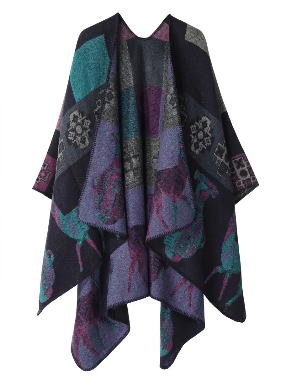 Women's Wrap Cardigan with Fringe and Long Sleeves