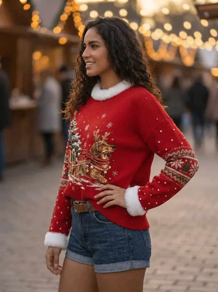 Women's Christmas Bow Decorative Light Tops