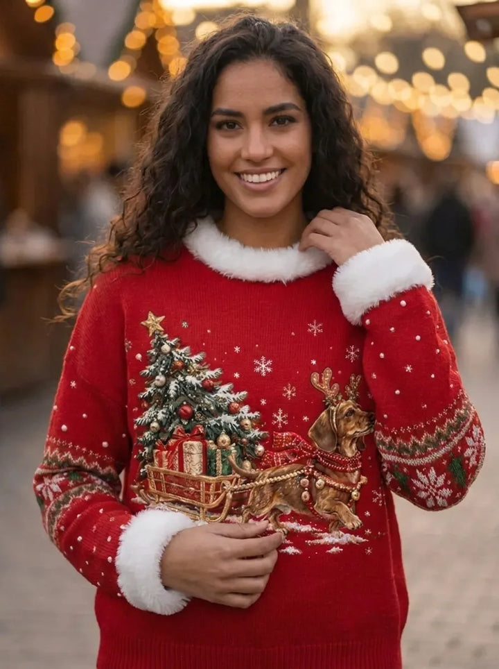 Women's Christmas Bow Decorative Light Tops