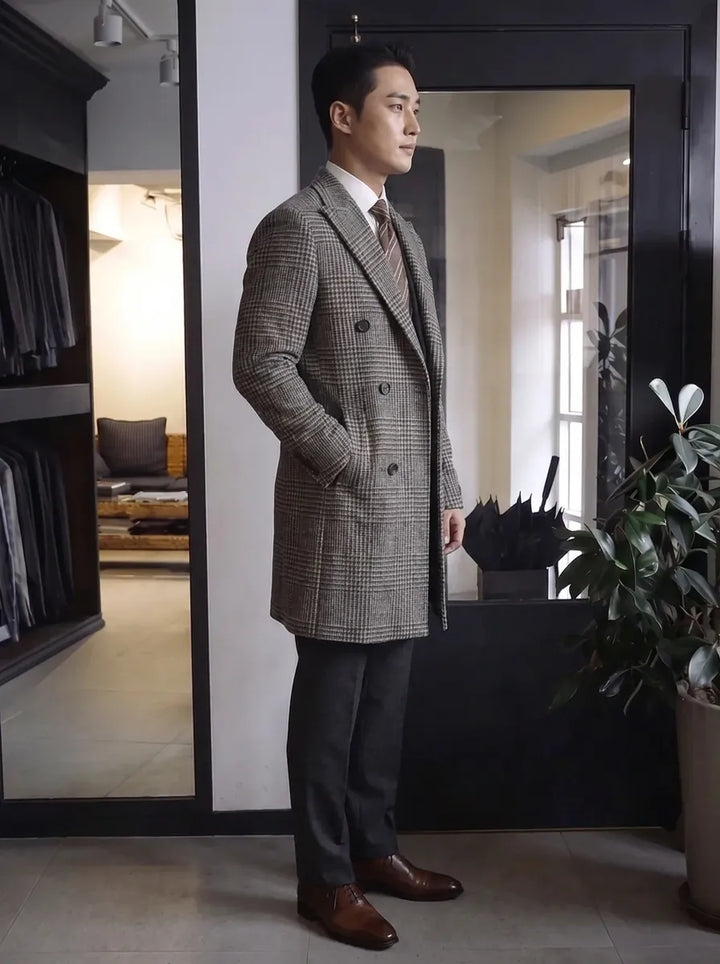 Bruno Houndstooth Trench Coat, view 2 - Elena Harper