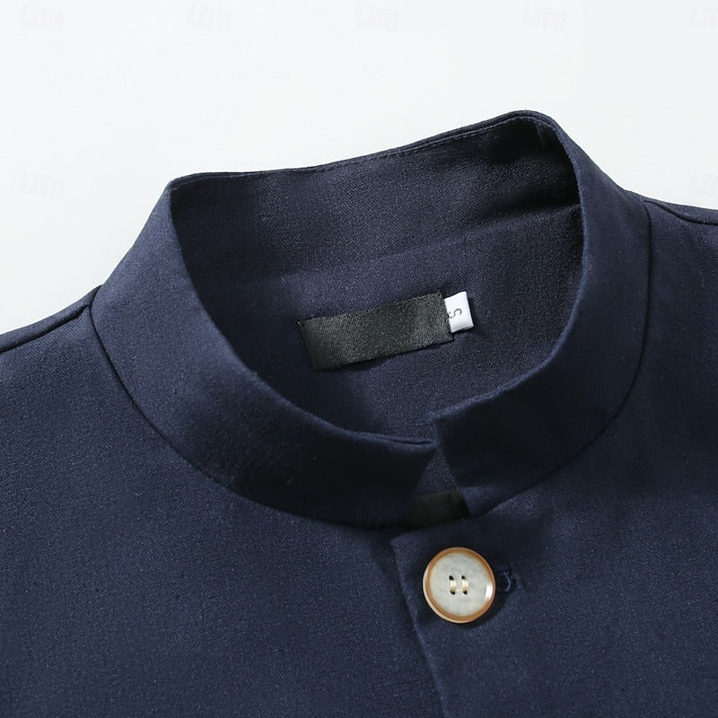 Edmund Men's Stand-Collar Button Jacket in Four Clean Shades - Elena Harper