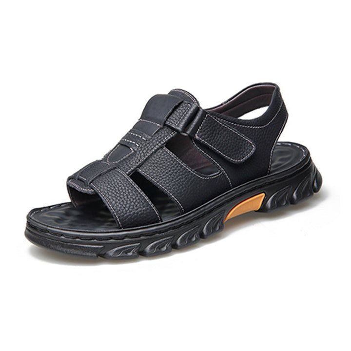 Marlion Robust Men's Leather Sandals with Non-Slip Sole, view 2 - Elena Harper