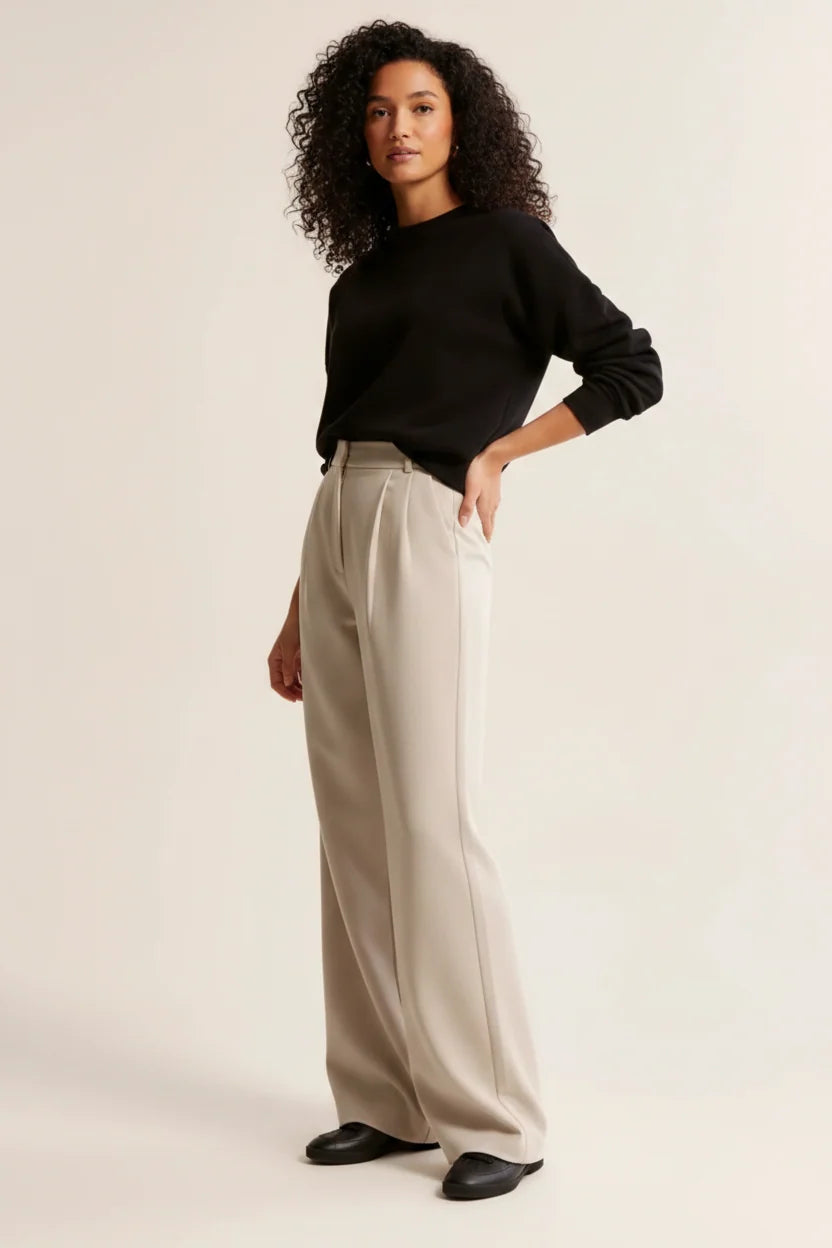 Women's High Waist Pleated Trousers Tailored Fit - Craw Leigh