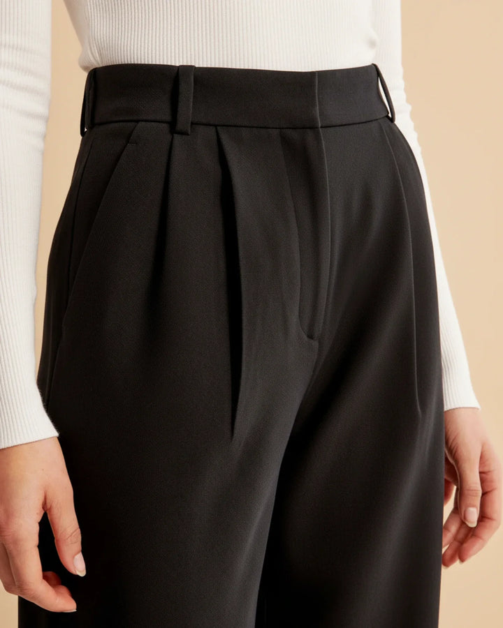 Women's High Waist Pleated Trousers Tailored Fit - Craw Leigh