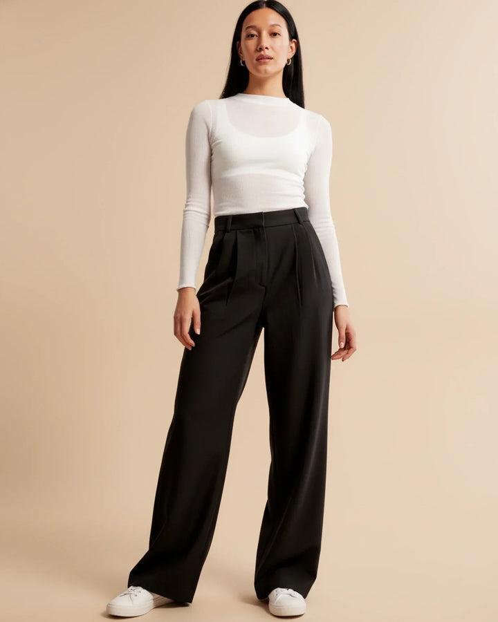 Women's High Waist Pleated Trousers Tailored Fit - Craw Leigh