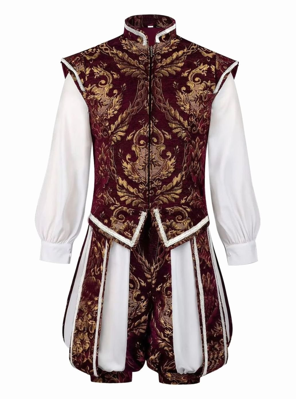Alexander | Historical Men's Costume Set Brocade Pattern Sleeveless Vest Harem Pants