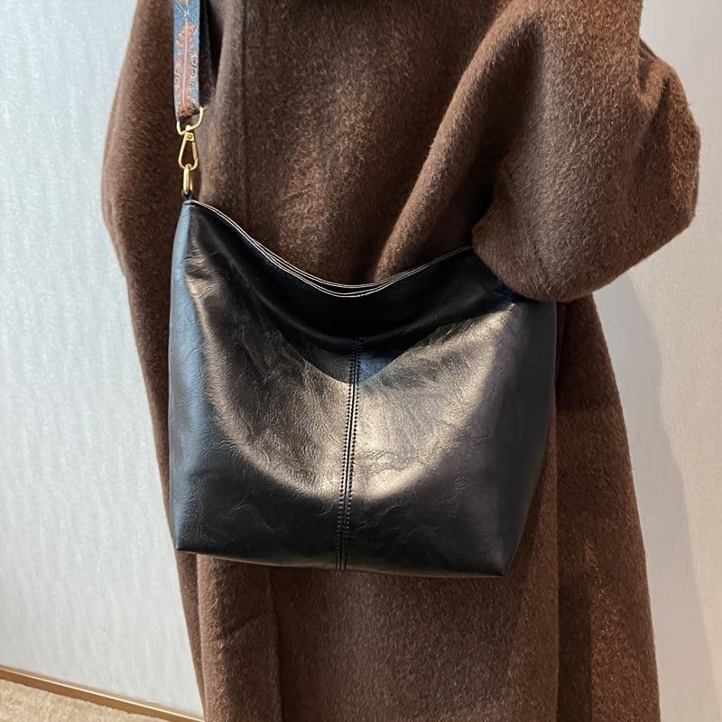 Embjørg | Classic Shoulder Bag with Adjustable Patterned Strap