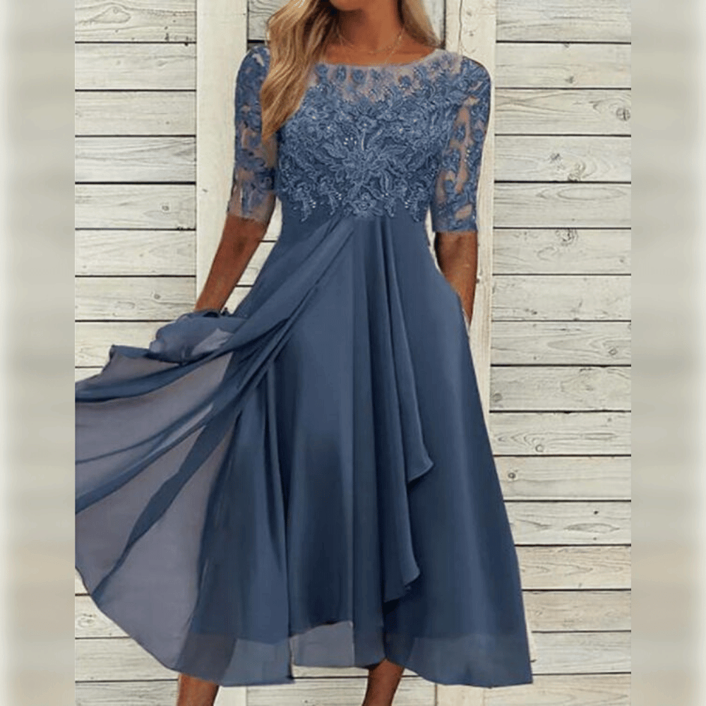 Women's Elegant Midi Wedding Guest Dress - Versatile Charm