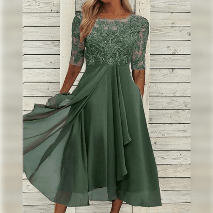 Women's Elegant Midi Wedding Guest Dress - Versatile Charm