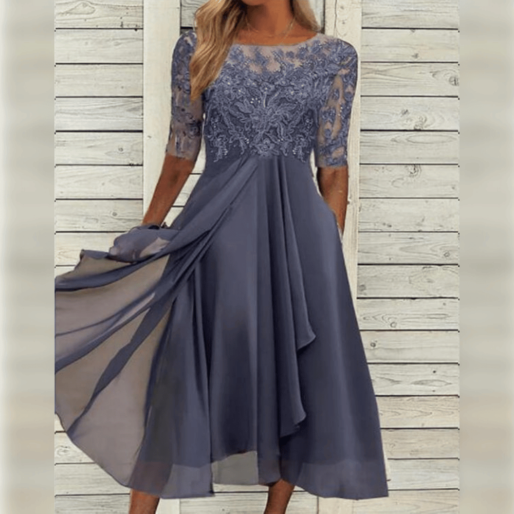 Women's Elegant Midi Wedding Guest Dress - Versatile Charm