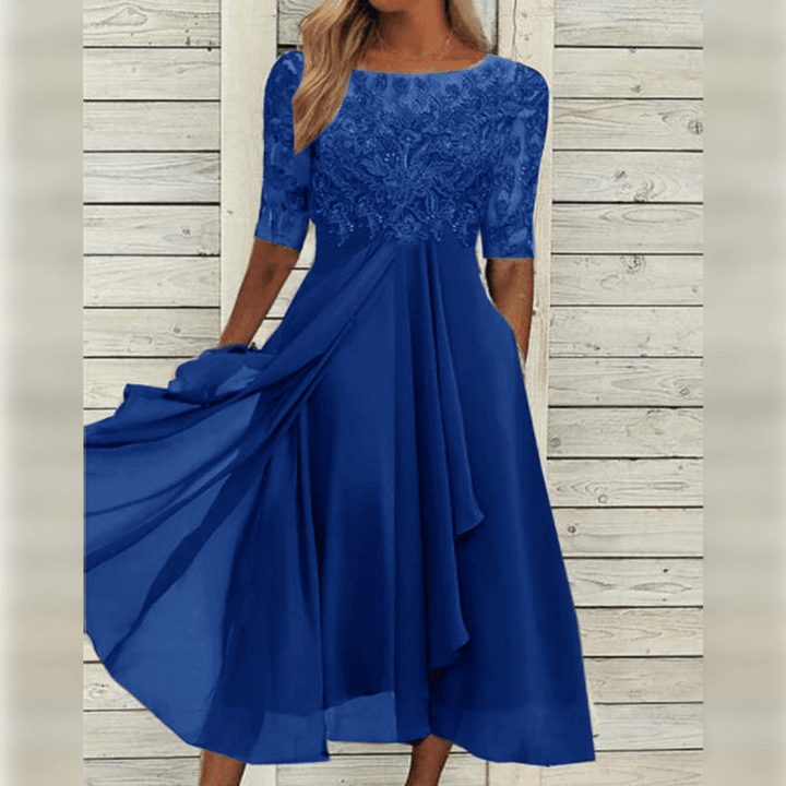 Women's Elegant Midi Wedding Guest Dress - Versatile Charm