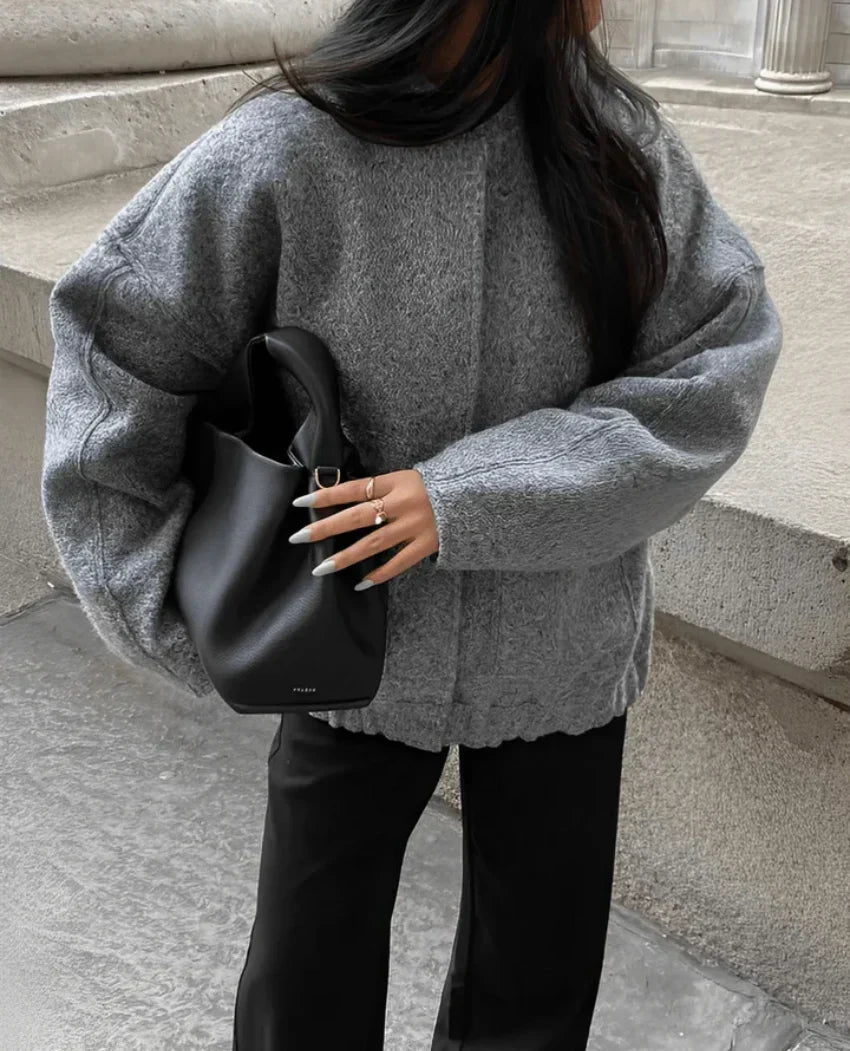 Women's Oversized Bomber Jacket with Press Studs – Betsy