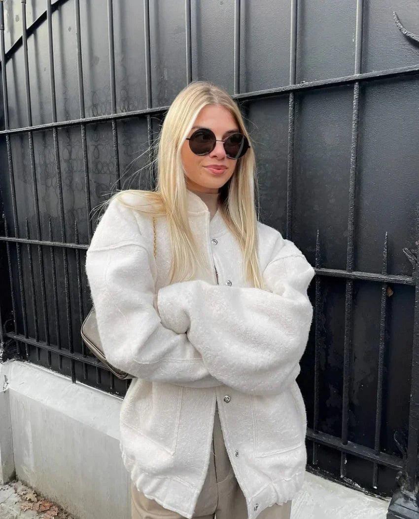 Women's Oversized Bomber Jacket with Press Studs – Betsy