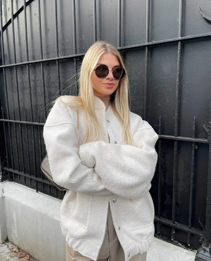 Women's Oversized Bomber Jacket with Press Studs – Betsy