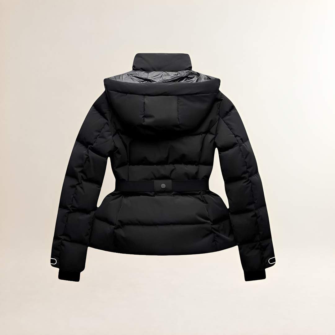 Women's Padded Jacket Belt, Hood, Quilted Look, Regular Fit, view 2 - Elena Harper