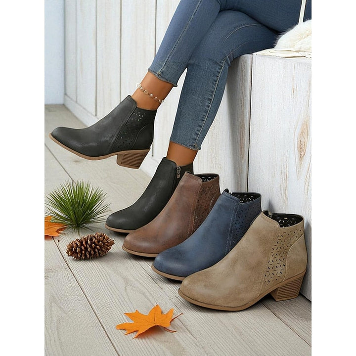 Sylvie - Elegant Suede Cut-Out Ankle Boots