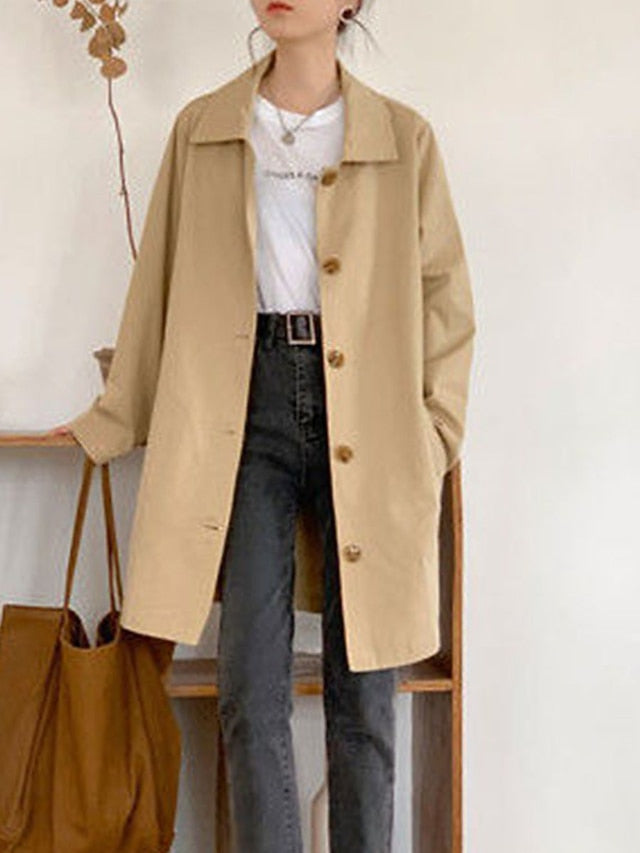 Women's Buttoned Rain Jacket - Breathable and Casual