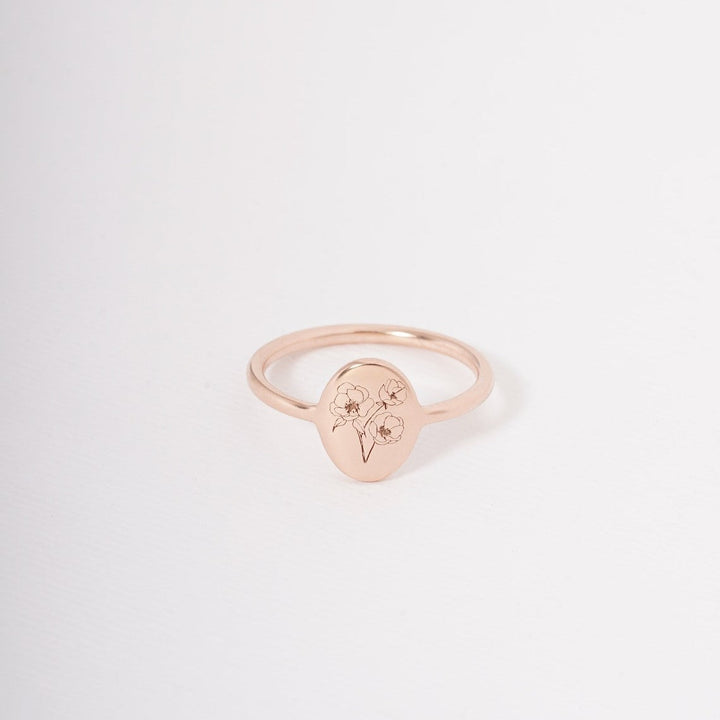 Flower Birth Ring Fine Personalized Ring, view 4 - Elena Harper
