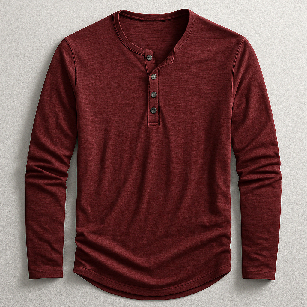 Premium Cotton Henley T-shirt for Men – Long Sleeve Casual Style