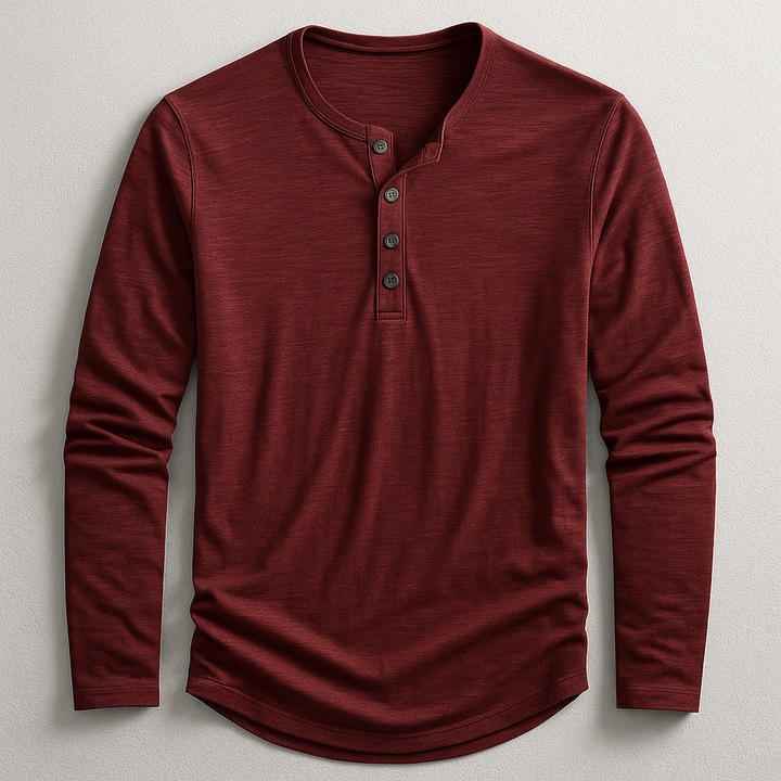 Premium Cotton Henley T-shirt for Men – Long Sleeve Casual Style
