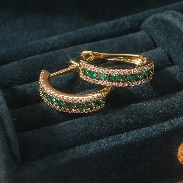 Emerald Sparkle Earrings, view 5 - Elena Harper