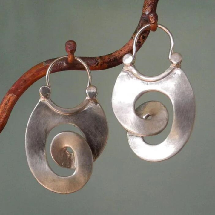 Silver Spiral Earrings for Women - Elegant and Bright Vintage Style.