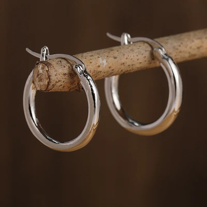 Polished Silver Classic Hoop Earrings