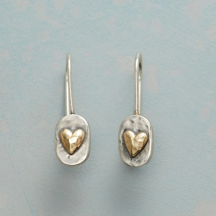 Gold and Silver Heart Earrings for Women - Elegant and Refined Vintage Style.