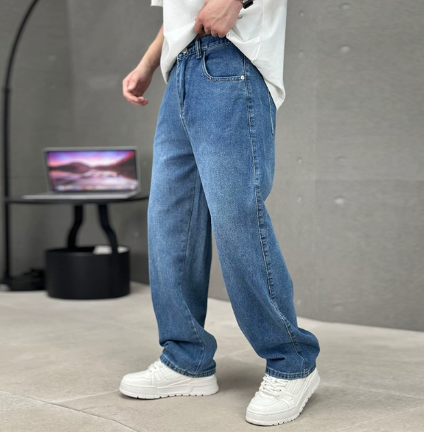 Men's Straight Leg Jeans Cotton - Classic Denim Pants