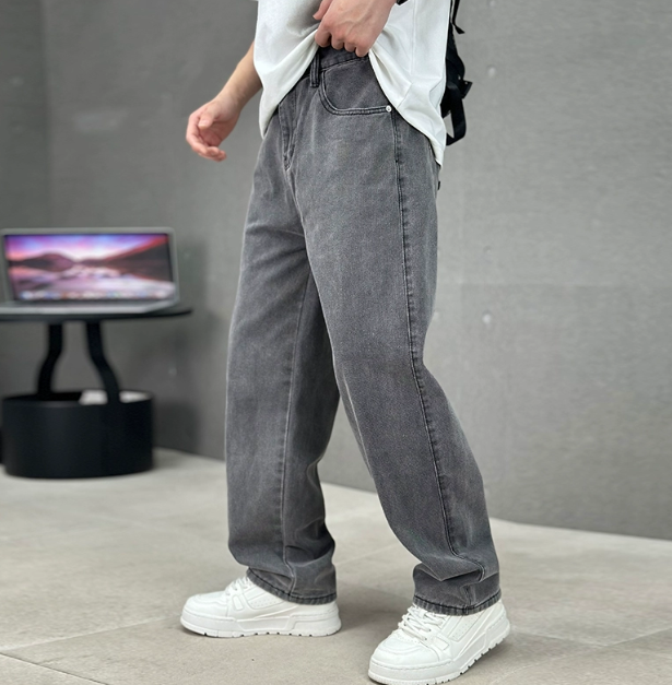 Men's Straight Leg Jeans Cotton - Classic Denim Pants
