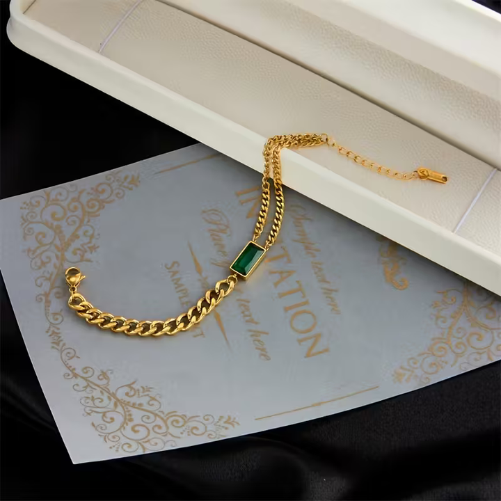 Emerald Clay Chain Bracelet, view 4 - Elena Harper