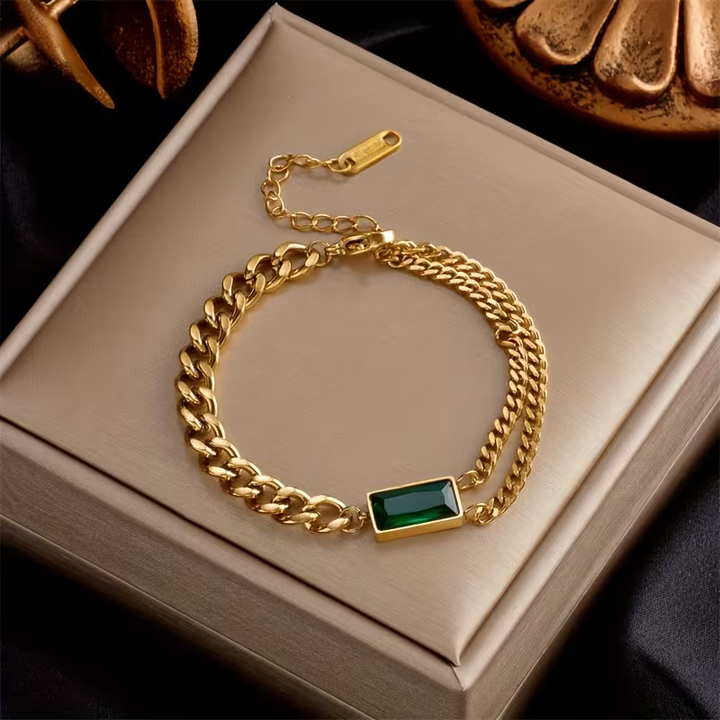 Emerald Clay Chain Bracelet - Elena Harper