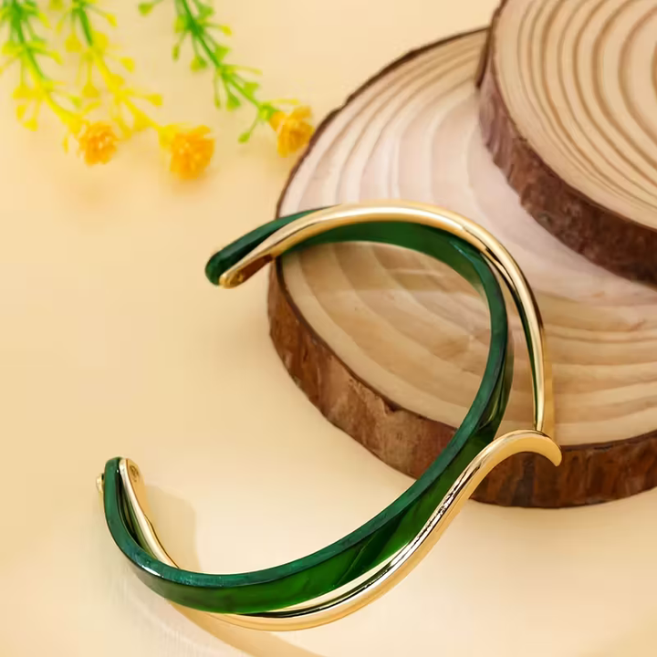 Emerald Wave Bracelet, view 2 - Elena Harper