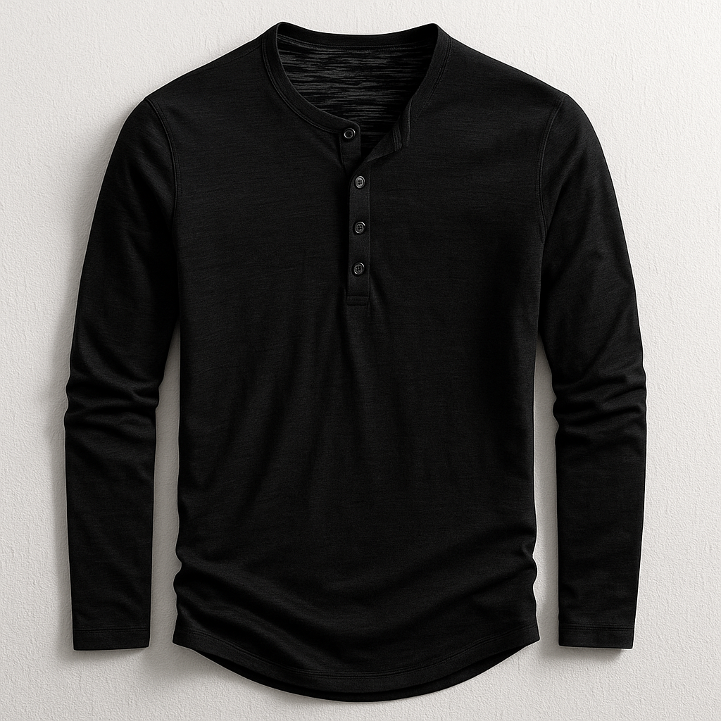 Premium Cotton Henley T-shirt for Men – Long Sleeve Casual Style