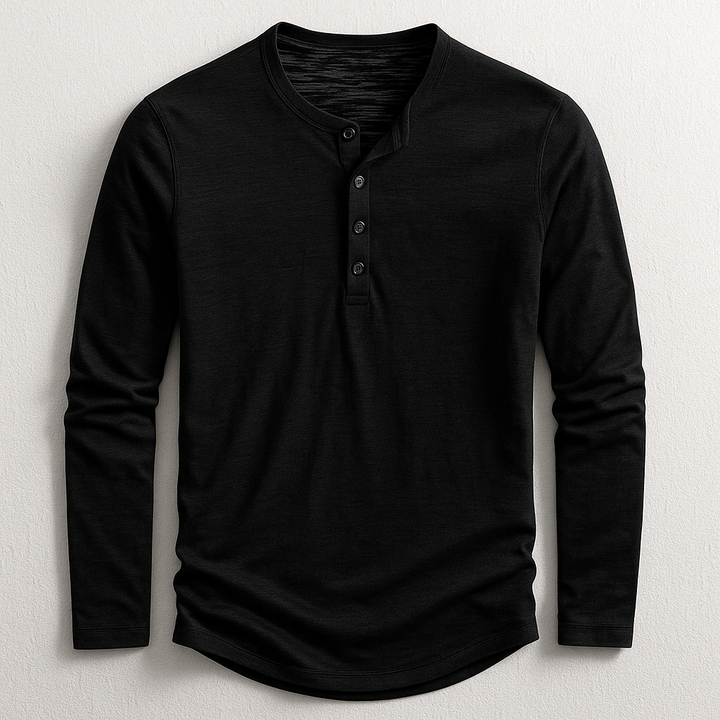 Premium Cotton Henley T-shirt for Men – Long Sleeve Casual Style