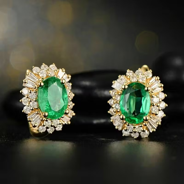 Royal Emerald Earrings, view 3 - Elena Harper