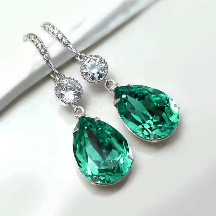 Emerald Drop-Shaped Earrings - Elena Harper