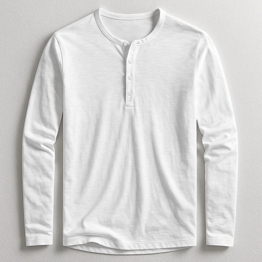 Premium Cotton Henley T-shirt for Men – Long Sleeve Casual Style