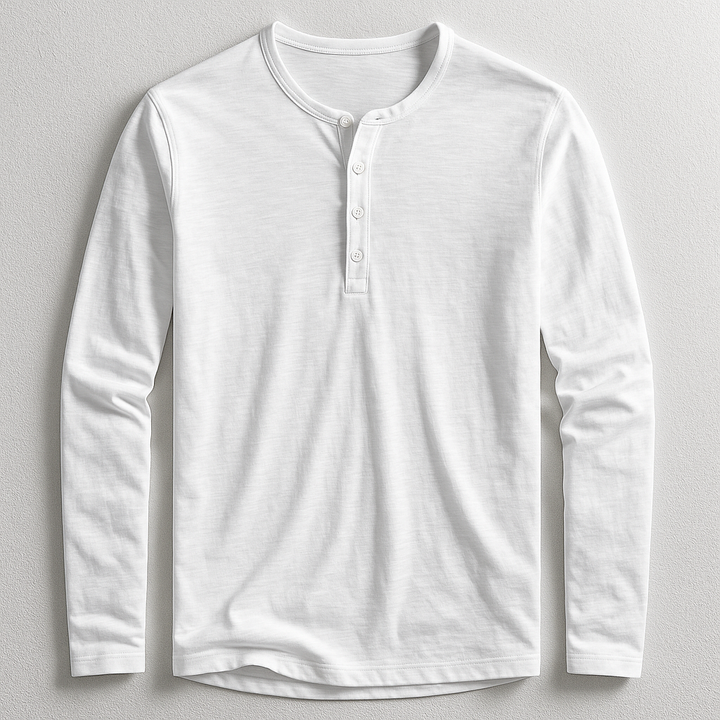 Premium Cotton Henley T-shirt for Men – Long Sleeve Casual Style