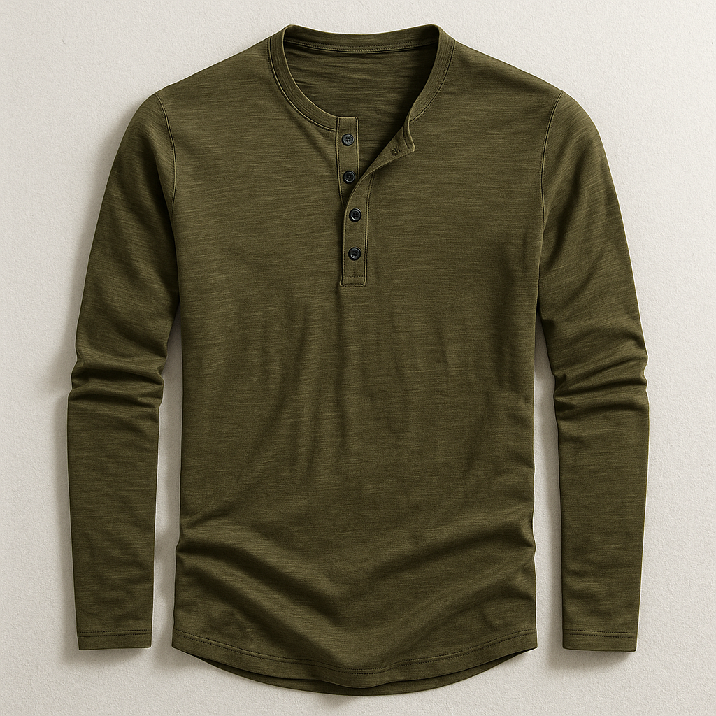Premium Cotton Henley T-shirt for Men – Long Sleeve Casual Style