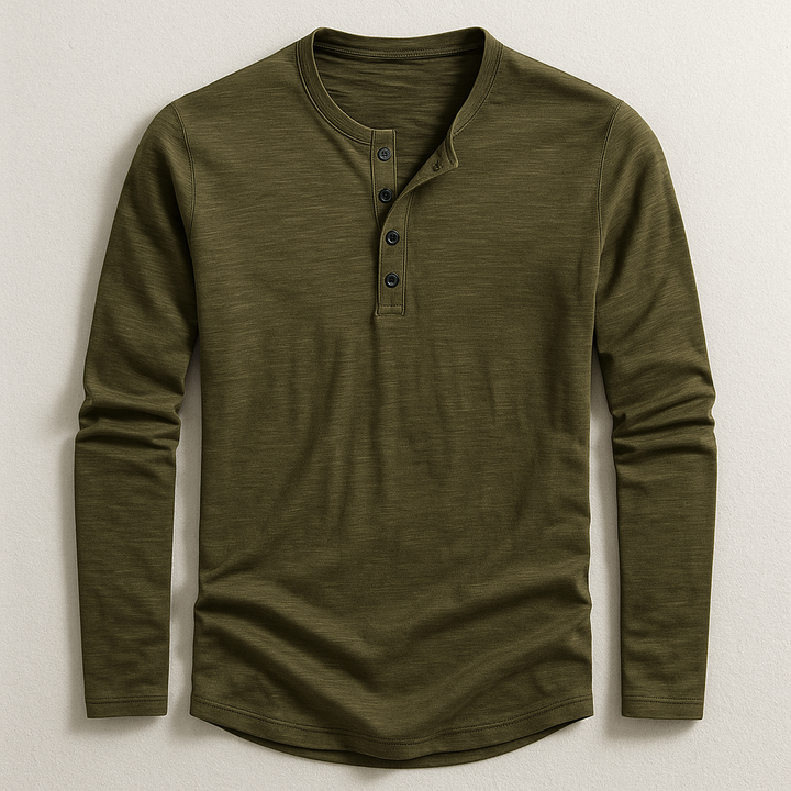 Premium Cotton Henley T-shirt for Men – Long Sleeve Casual Style