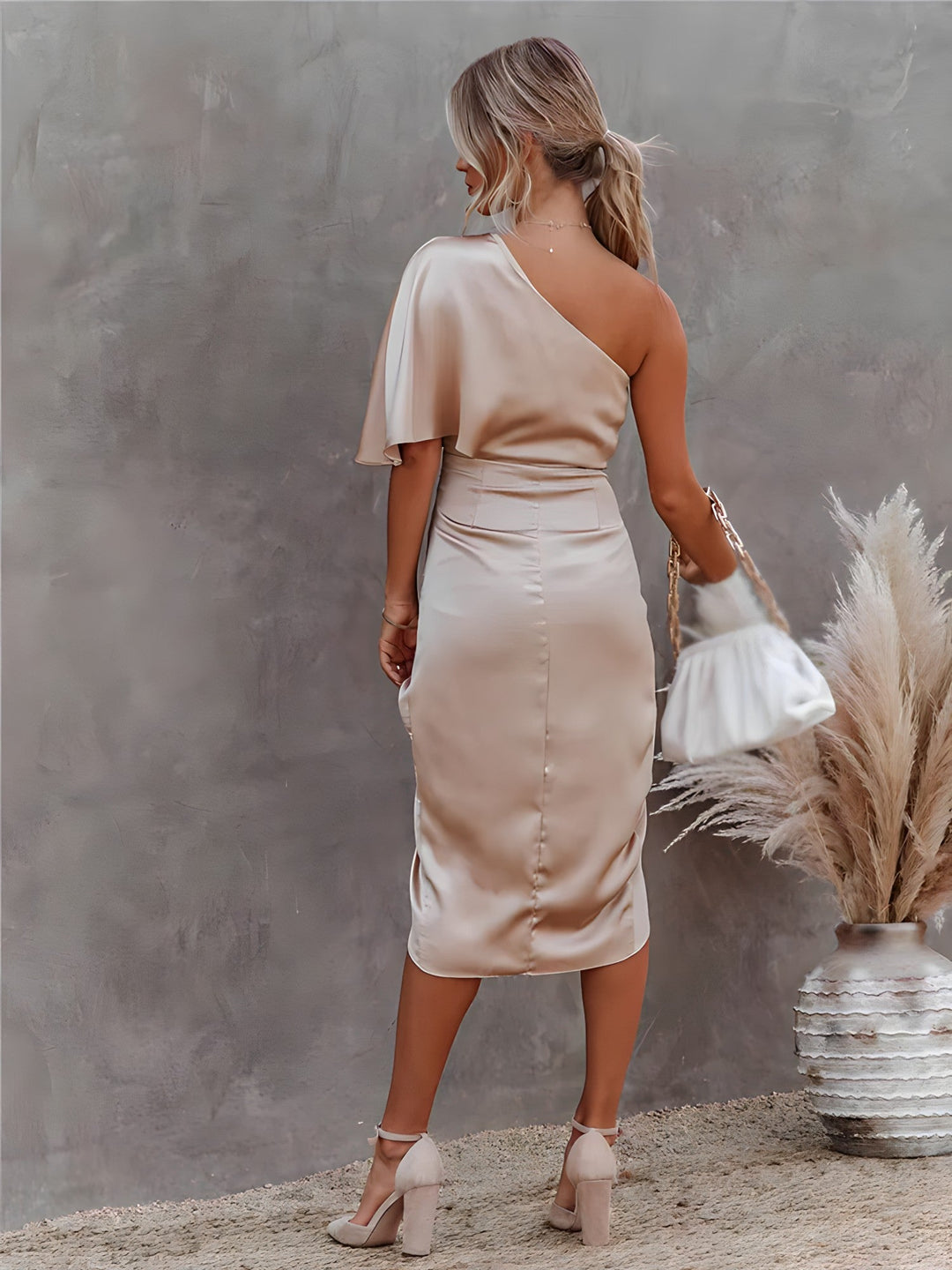 Amélie Asymmetrical Evening Dress for Women Midi, view 9 - Elena Harper