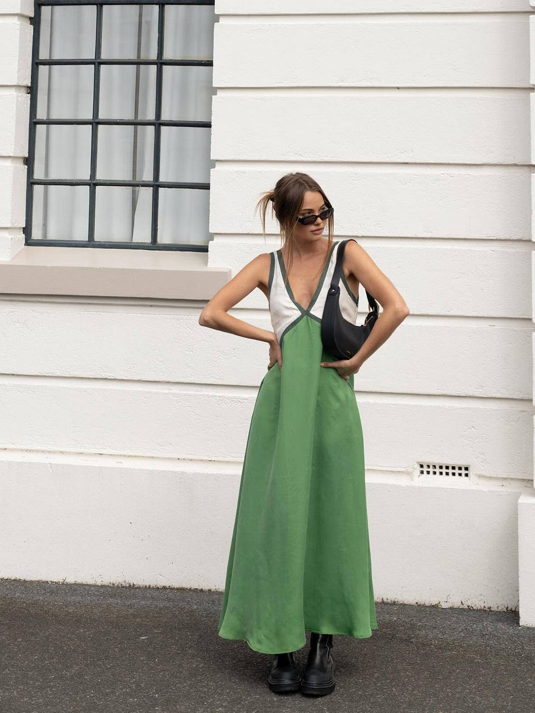 Renata V-Neck Dress, view 3 - Elena Harper