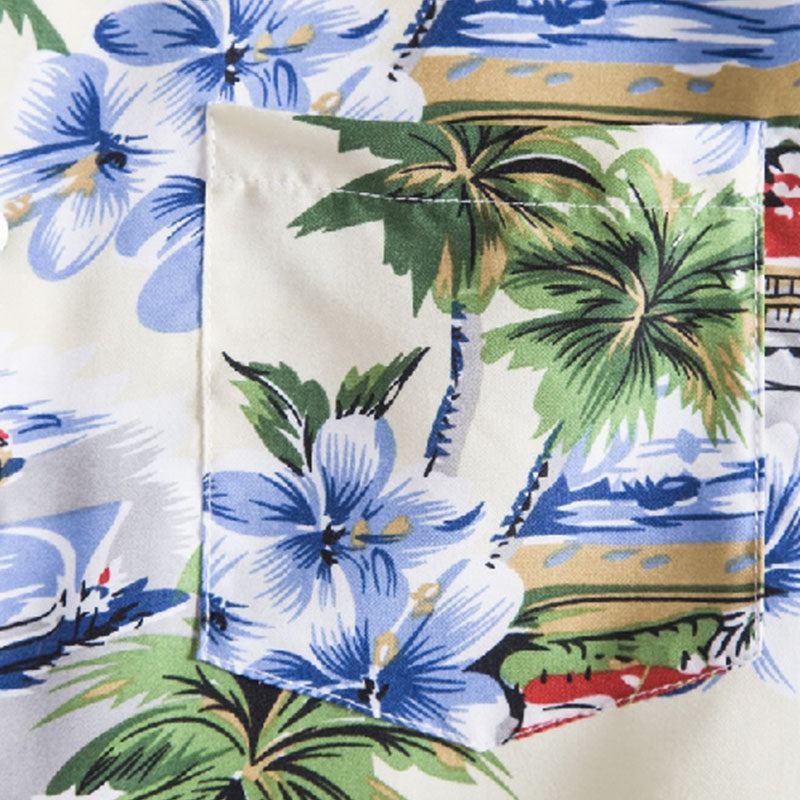 Elegant short-sleeve men's shirt with vintage cotton print