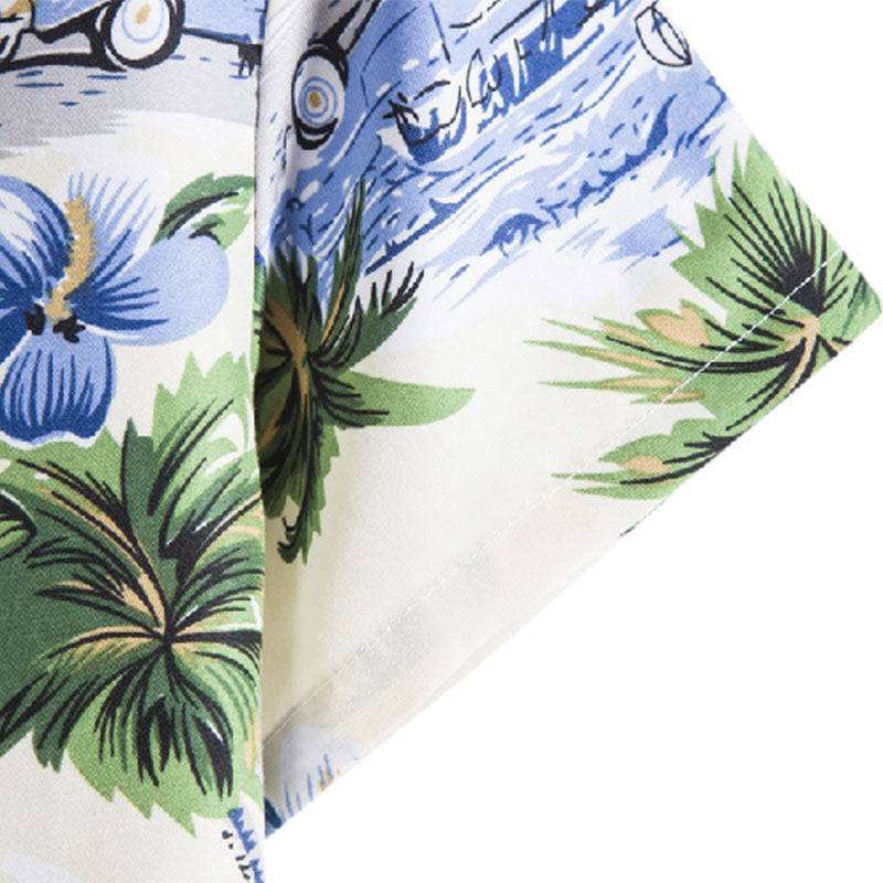 Elegant short-sleeve men's shirt with vintage cotton print