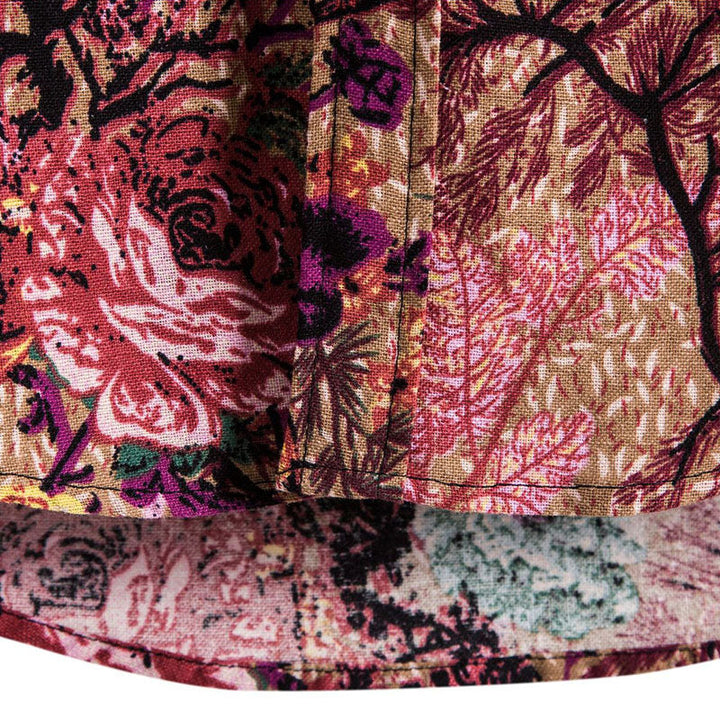 Aesthetic Short Sleeve Men's Shirt with Retro Print in Cotton