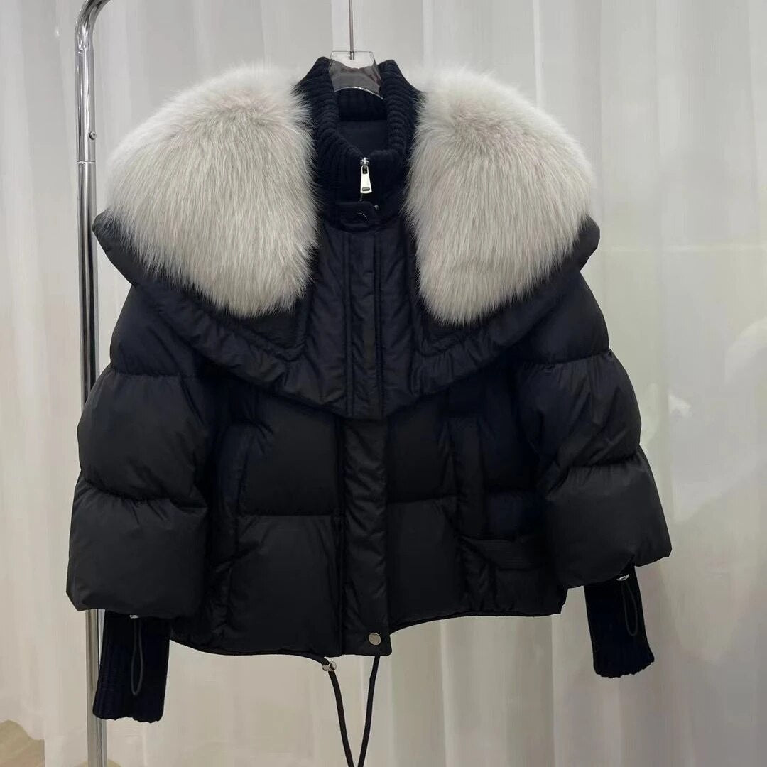 Sylvie - Chic Short Down Jacket with Fur Collar