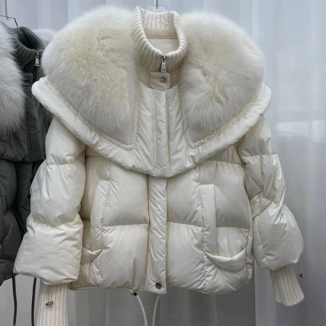 Sylvie - Chic Short Down Jacket with Faux Fur Collar