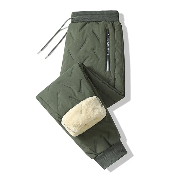 Unisex Thermal Pants Fleece-Lined Windproof with Zipper Pockets