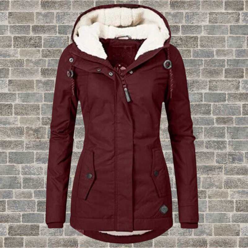 Women's Winter Jacket with Hood, Fleece Lined, Warm
